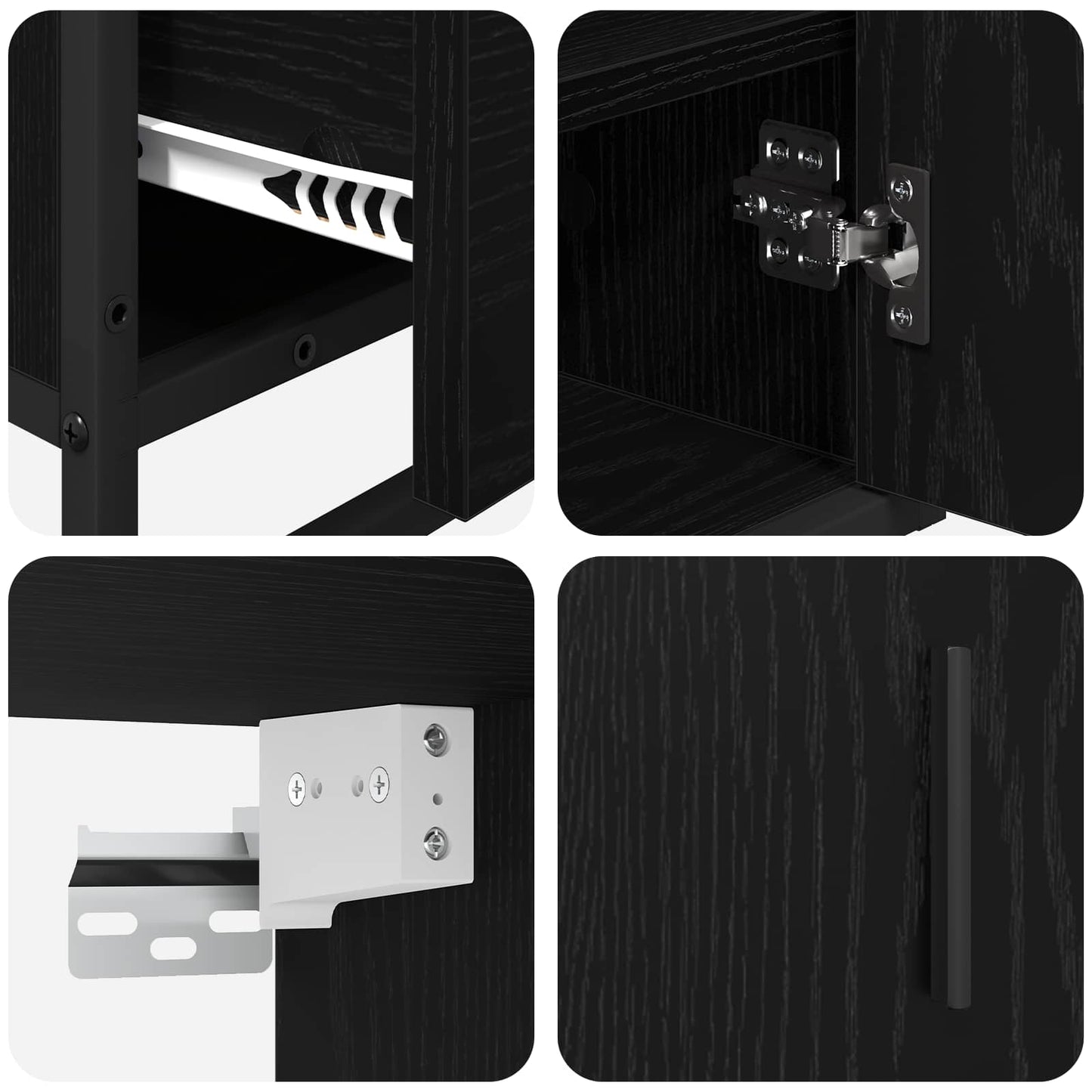 vidaXL Σετ Επίπλων Μπάνιου 3 τμχ. Μαύρη Οξυά 65 x 33 x 60 εκ