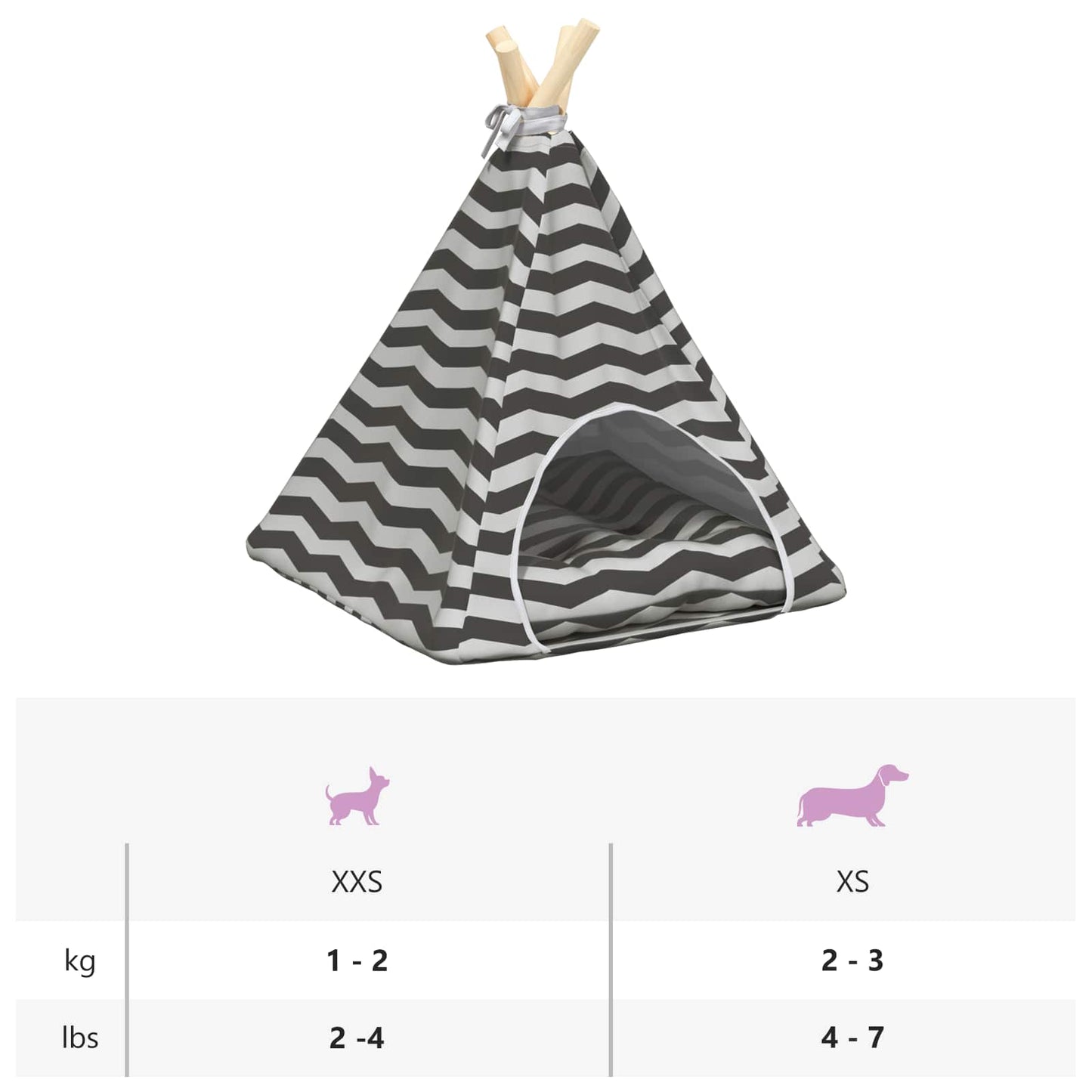 vidaXL Teepee για κατοικίδια με μαξιλάρι 40 x 40 x 50 cm Πολυεστέρας