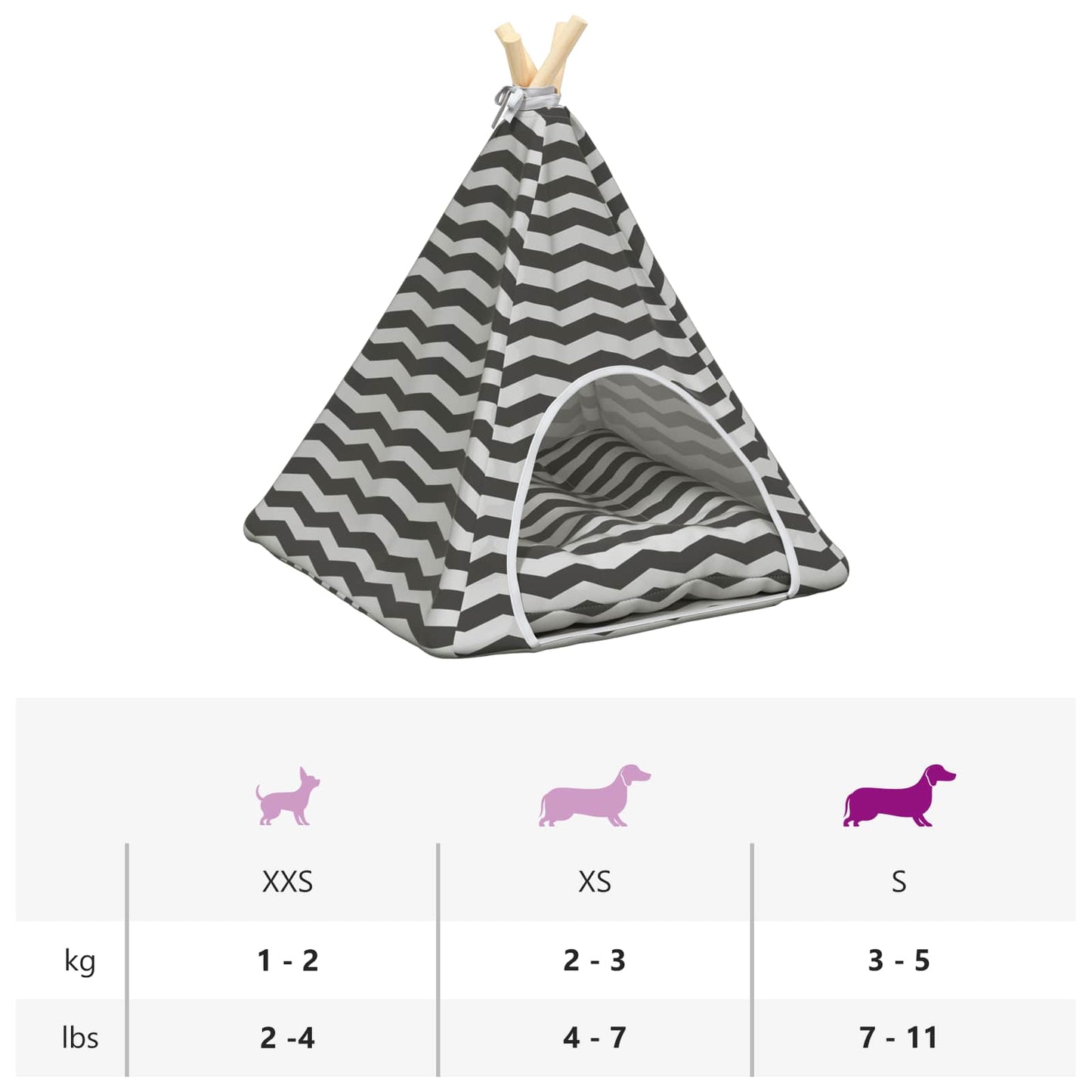 vidaXL Teepee για κατοικίδια με μαξιλάρι 50 x 50 x 60 cm Πολυεστέρας