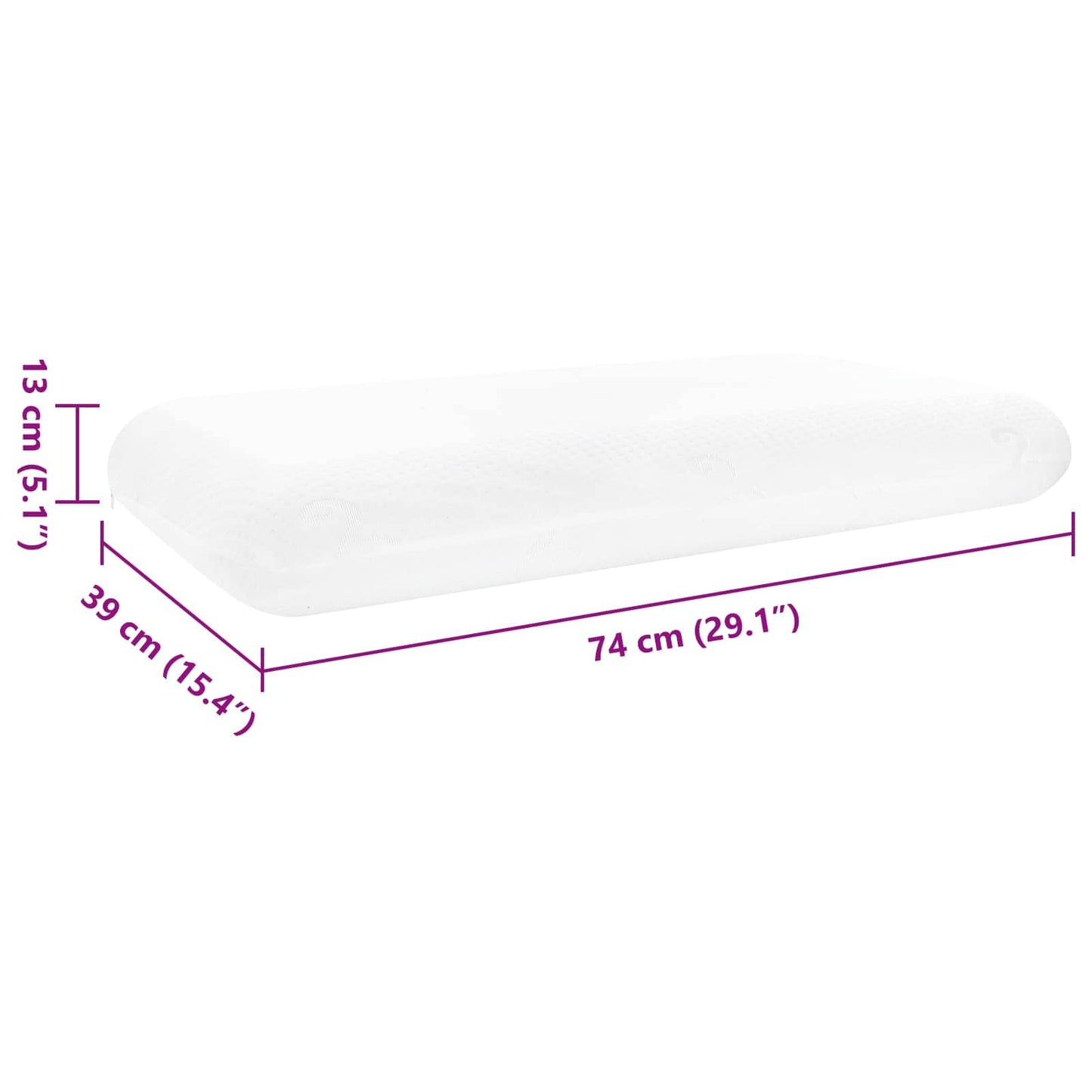 vidaXL Μαξιλάρι Ύπνου 74 x 39 x 13 εκ. Μεσαίο Αφρός Μνήμης Λευκό