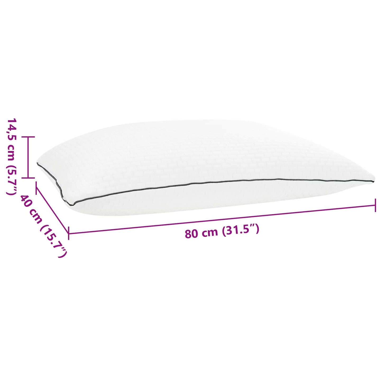 vidaXL Μαξιλάρι Ύπνου Shread Λευκό 80 x 40 x 14,5 εκ Αφρός Μνήμης