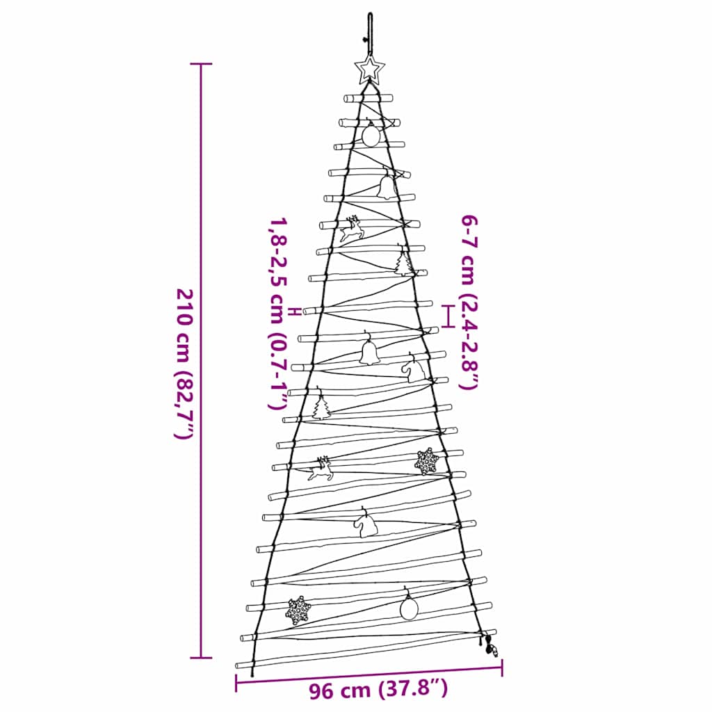 vidaXL Χριστουγεννιάτικο Δέντρο με 130 LED Φυσικό 210 cm ξύλο φράξου