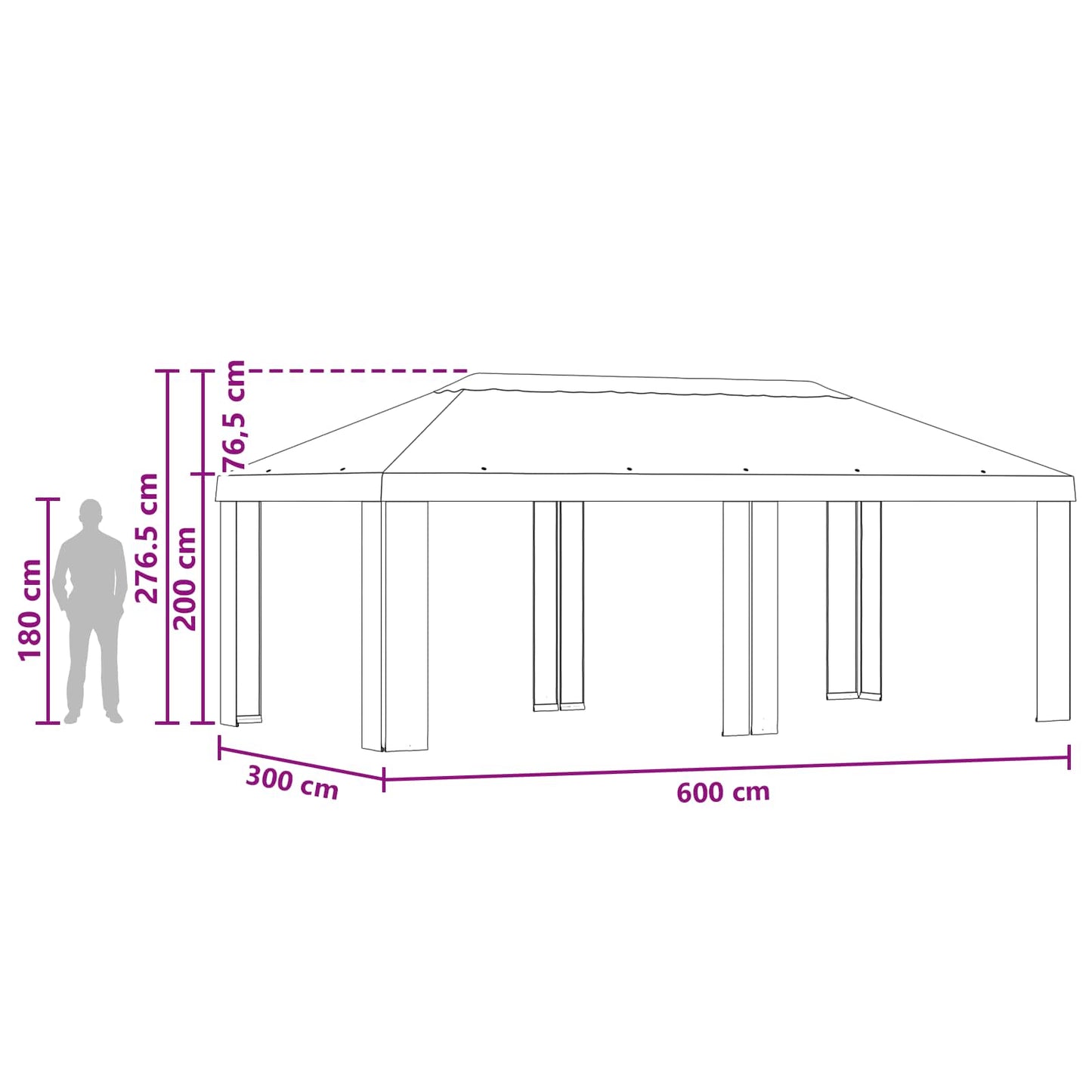 vidaXL Κάλυμμα Γκαζebo 6 x 3 m Μπλε Πολυεστέρας 190 gsm