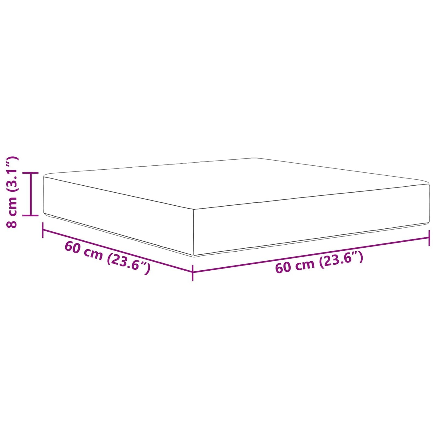vidaXL Μαξιλάρι Καναπέ Εξωτερικού Χώρου Κρεμ 60 x 60 x 8 εκ.