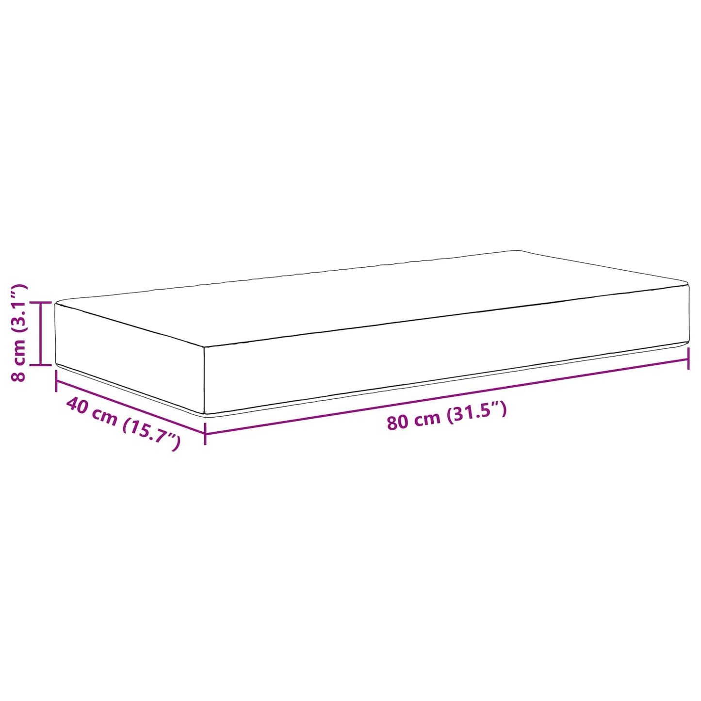 vidaXL Μαξιλάρια Καθίσματος Ροζ 80 x 40 x 8 cm 100% Πολυεστέρας