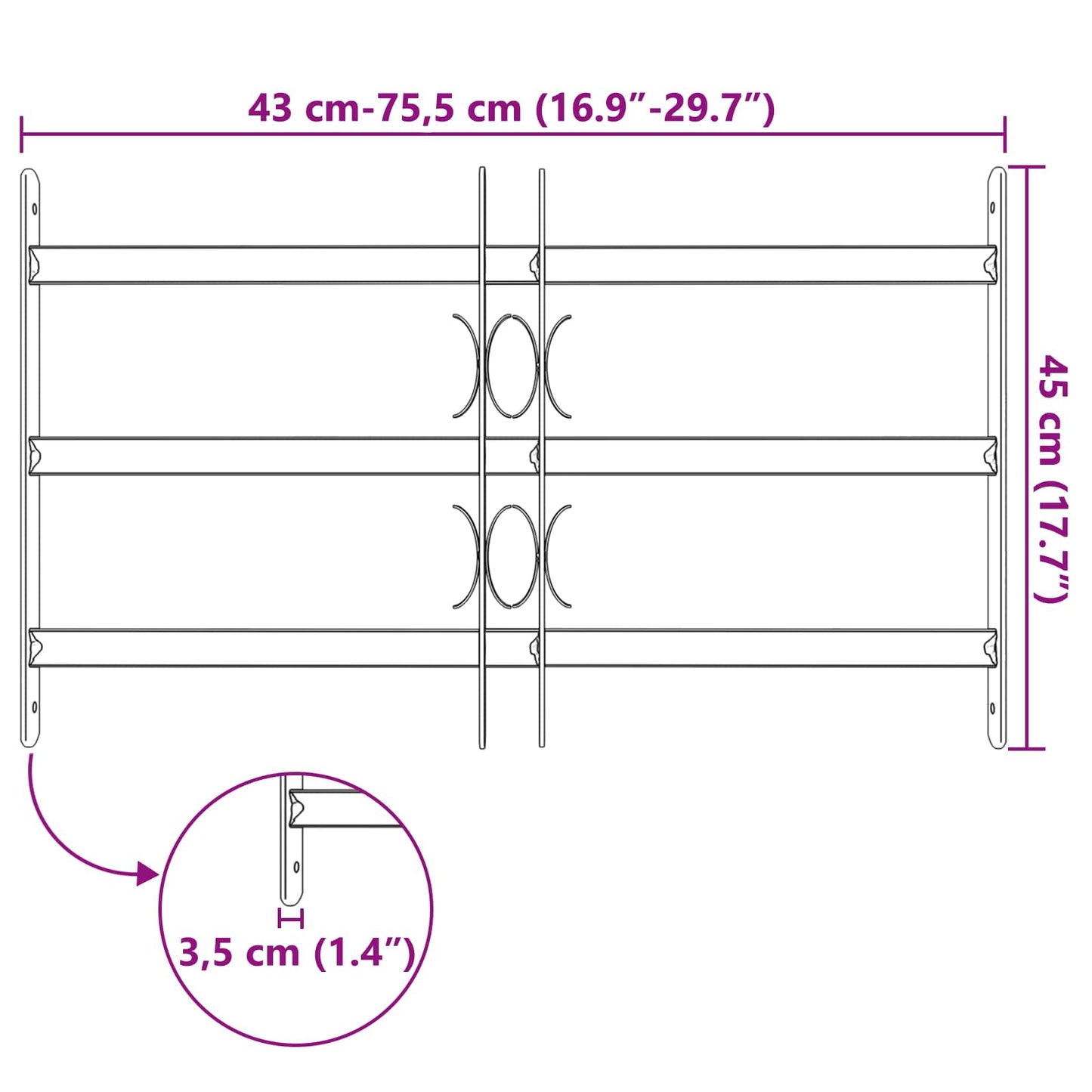 vidaXL Γρίλια Παραθύρου Μαύρο 75.5 x 45 εκ