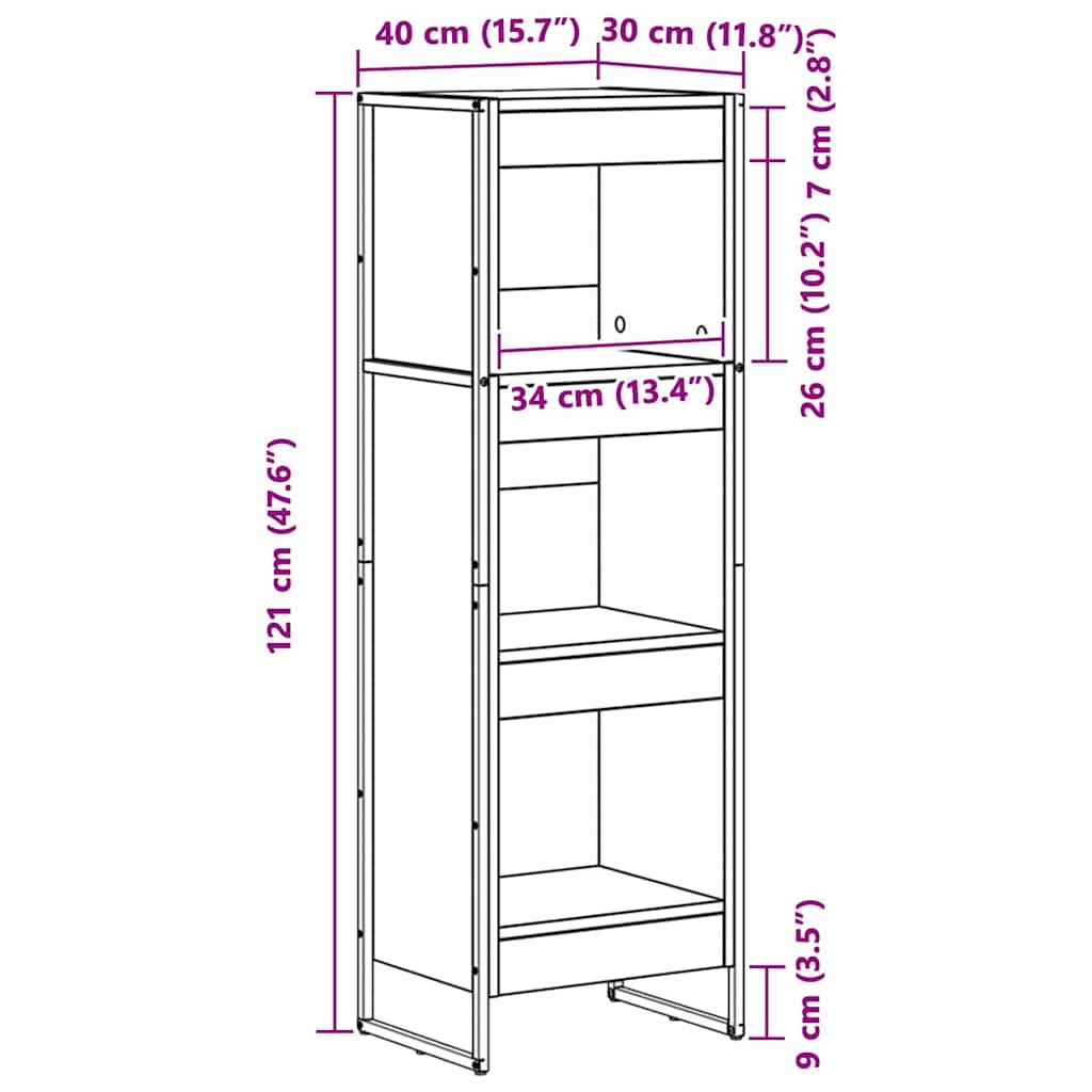 vidaXL Βιβλιοθήκη Καπνιστό Δρύς 80 x 30 x 155 εκ Επεξεργασμένο ξύλο