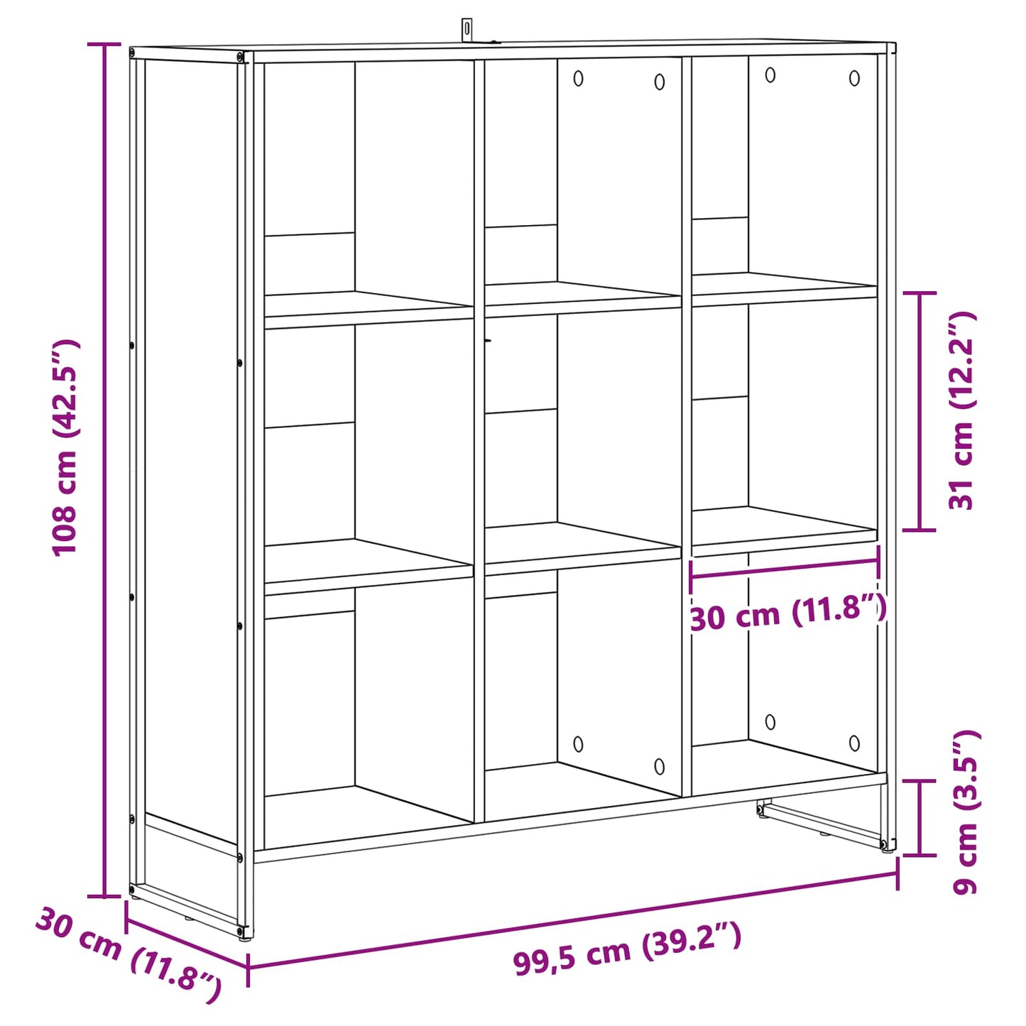 vidaXL Βιβλιοθήκη Γκρίζο Σονομα 99.5 x 30 x 108.5 εκ