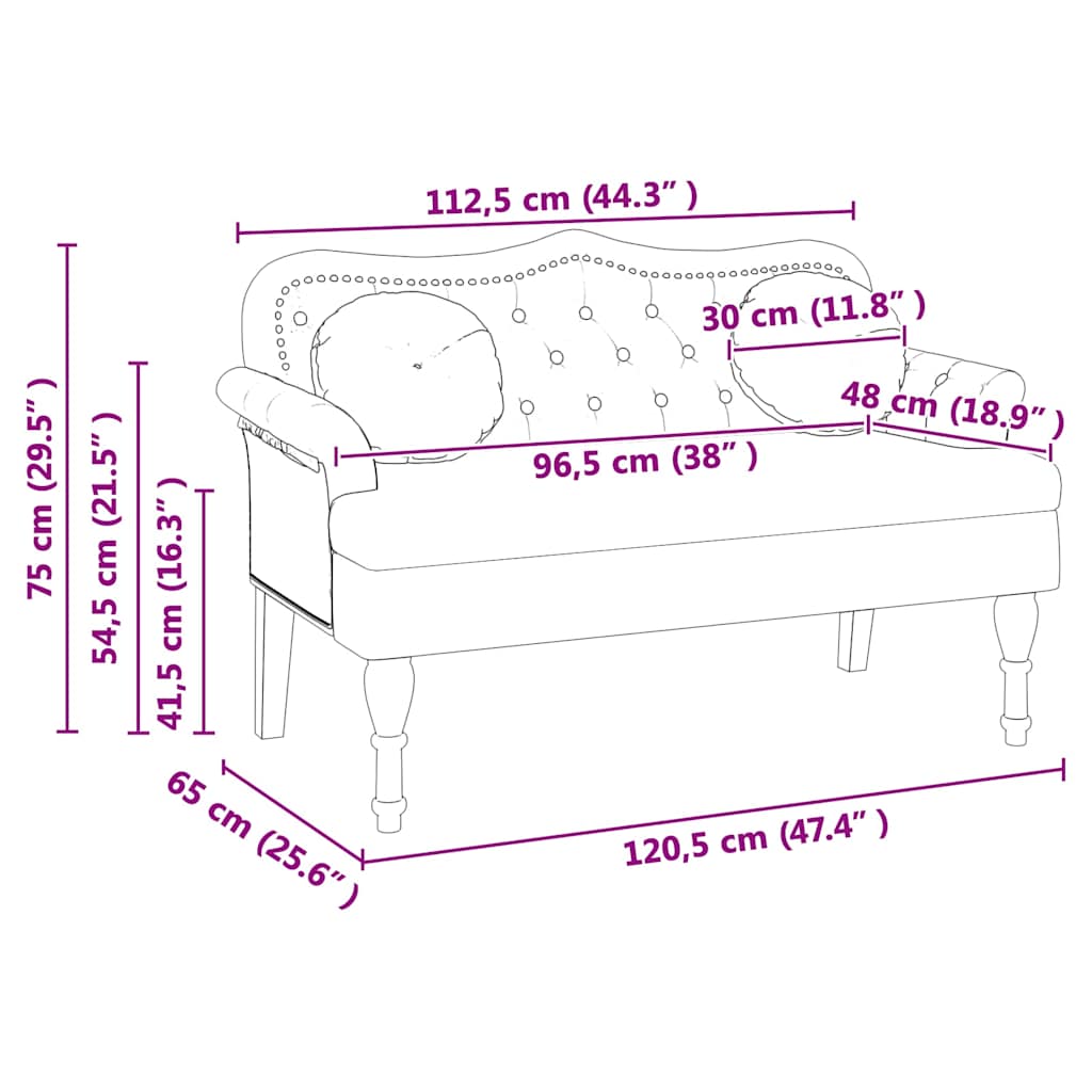 vidaXL Καναπές Chesterfield Κρεμ 120,5 x 65 x 75 εκ. Τεχνητό Δέρμα