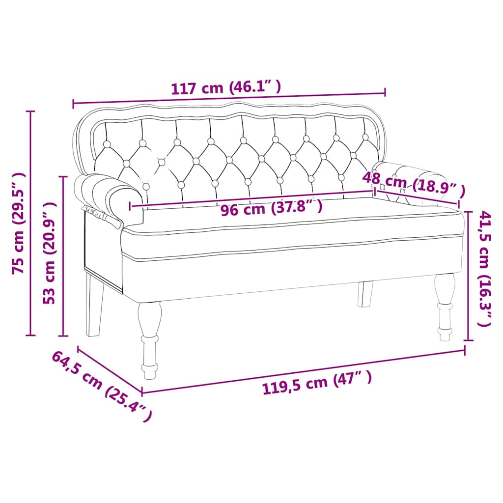 vidaXL Καναπές Chesterfield Καπουτσίνο 119,5 x 64,5 x 75 εκ.