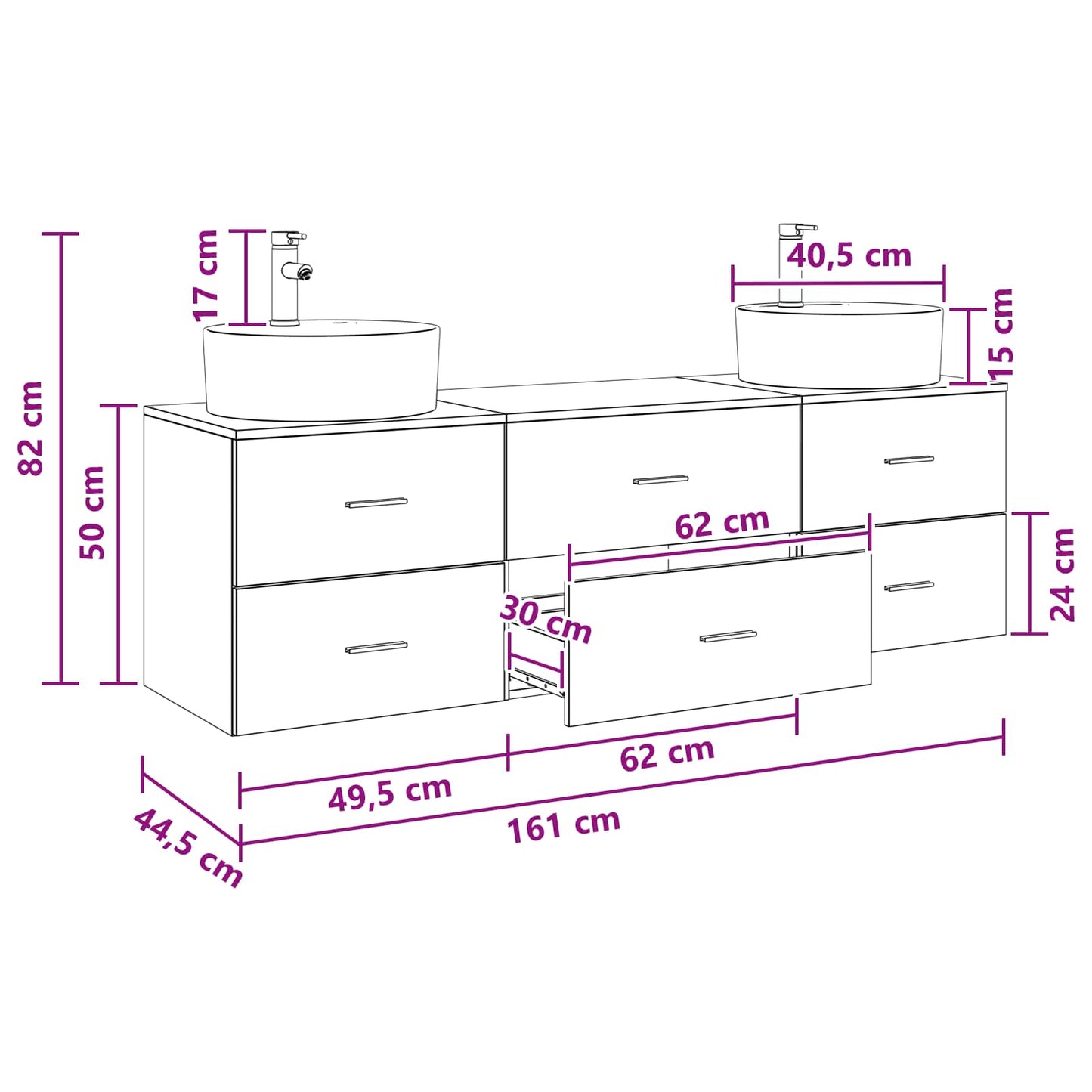 vidaXL Σετ Ντουλαπιών Μπάνιου 3 τμχ. Sonoma Δρυς 161,5 x 44,5 x 82 εκ.
