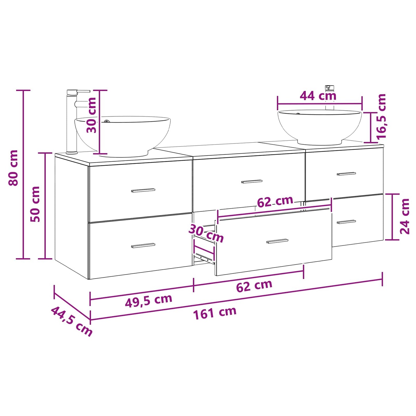 vidaXL Σετ Επίπλων Μπάνιου 3 τμχ. Γκρι Sonoma 49,5 x 44,5 x 65 εκ