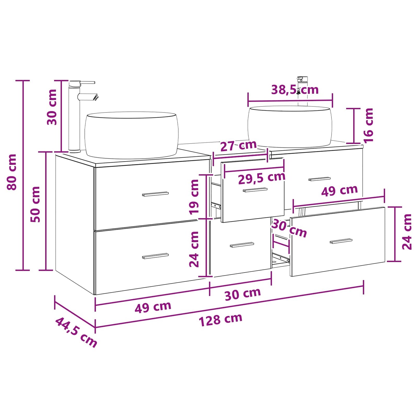 vidaXL Σετ Επίπλων Μπάνιου 3 τμχ. Sonoma Δρυς 161,5 x 44,5 x 80 εκ.