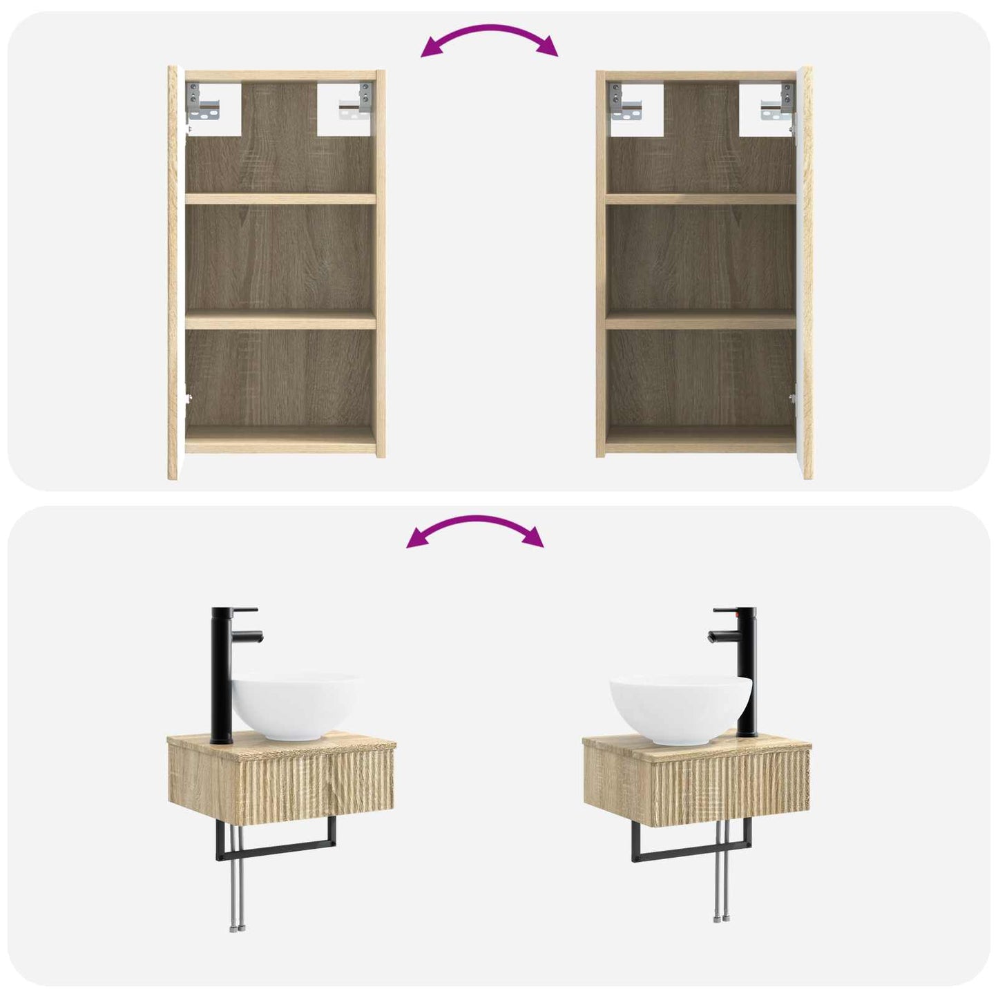 vidaXL Σετ Επίπλων Μπάνιου 3 τμχ. Sonoma Δρυς 33 x 34,5 x 160 εκ
