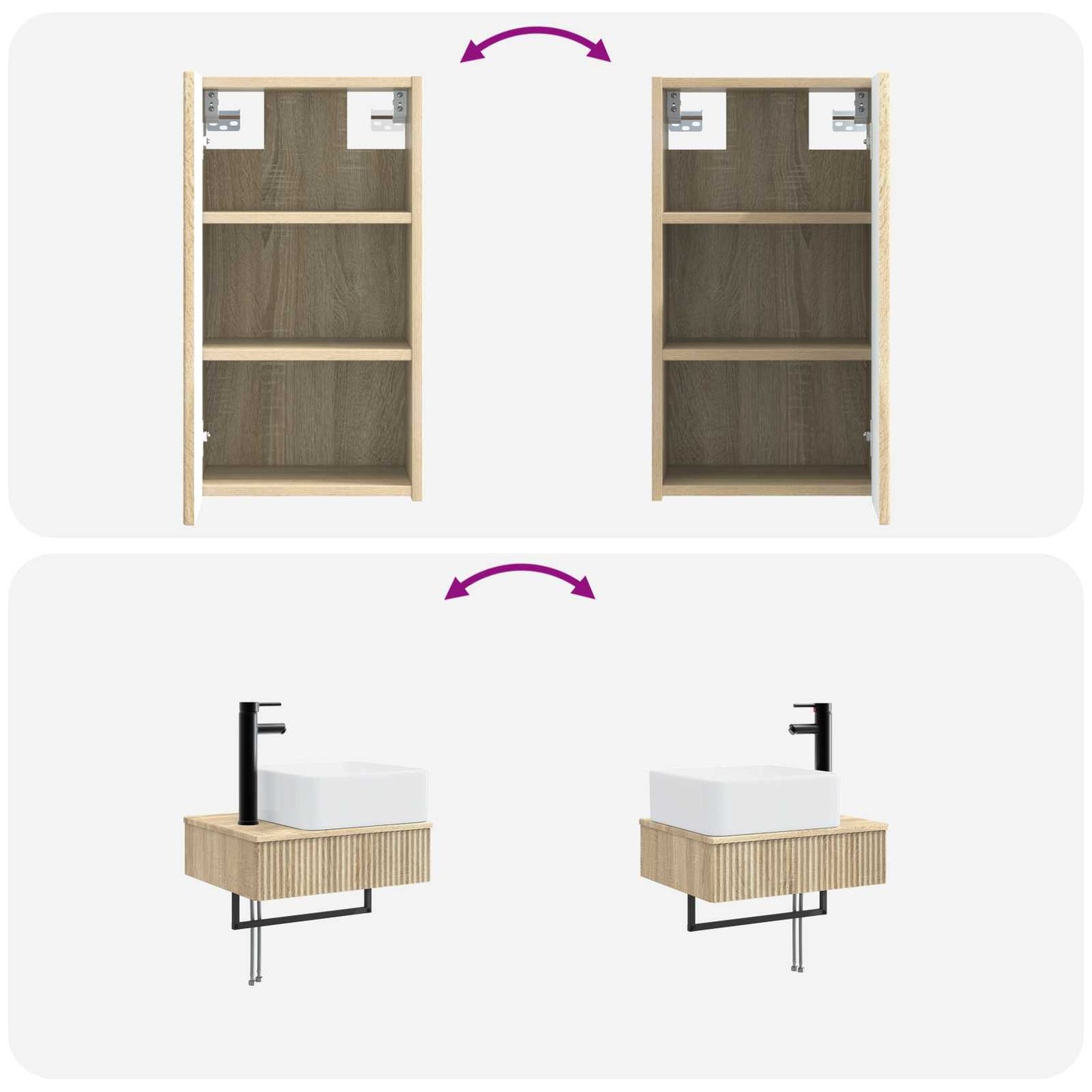 vidaXL Σετ Επίπλων Μπάνιου 3 τμχ. Sonoma Δρυς 33 x 34,5 x 160 εκ