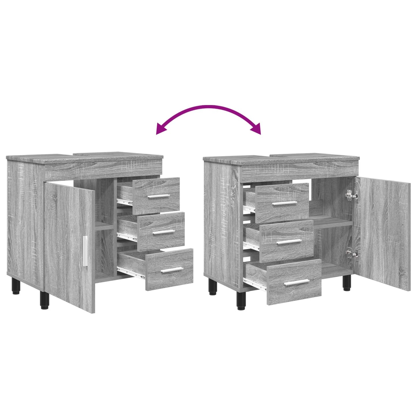 vidaXL Έπιπλο μπάνιου Γκρι Sonoma 60 x 35 x 60 εκ. Επεξεργασμένο Ξύλο