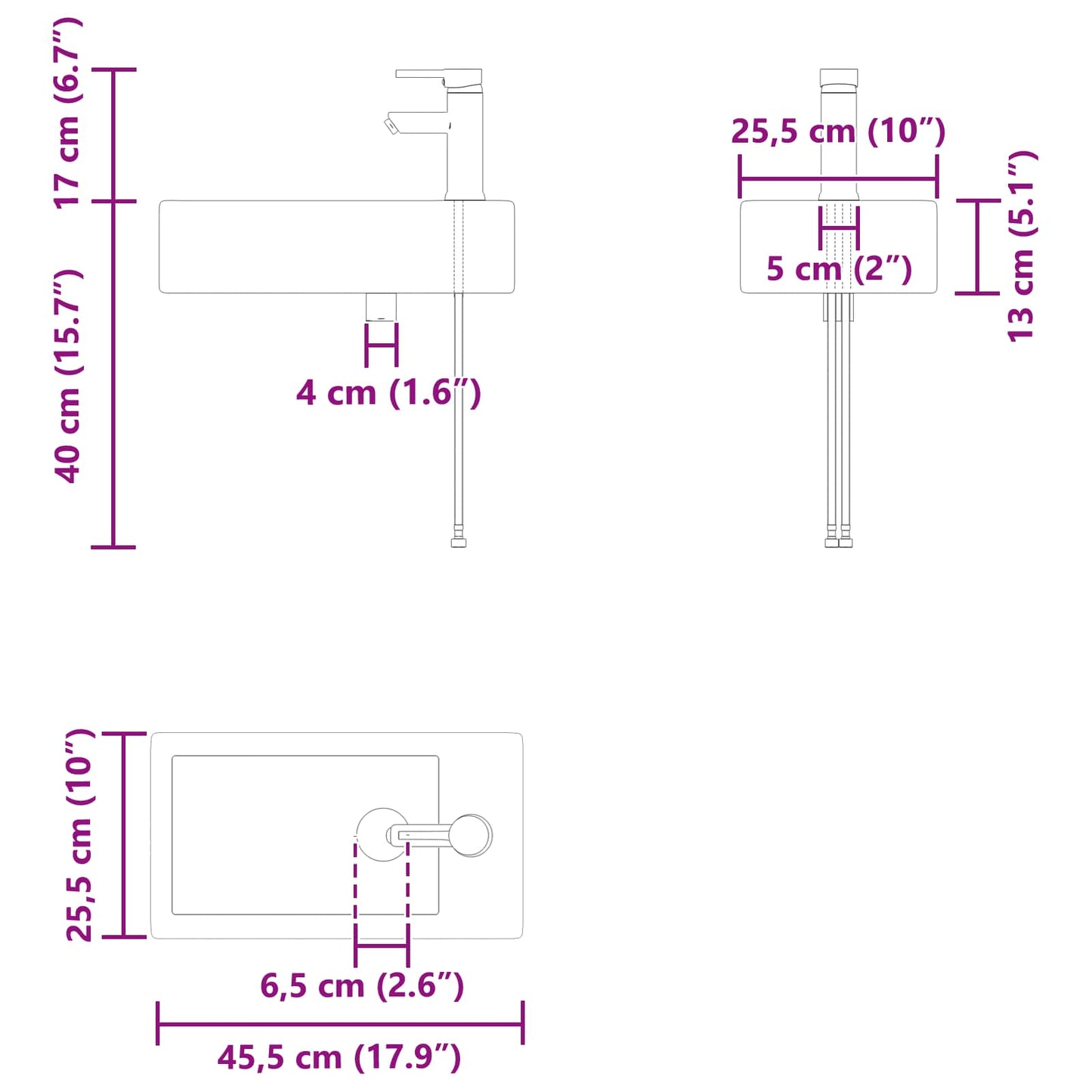 vidaXL Μονάδα μπάνιου με βρύση Γκρι Sonoma 45,5 x 22,5 x 84 εκ
