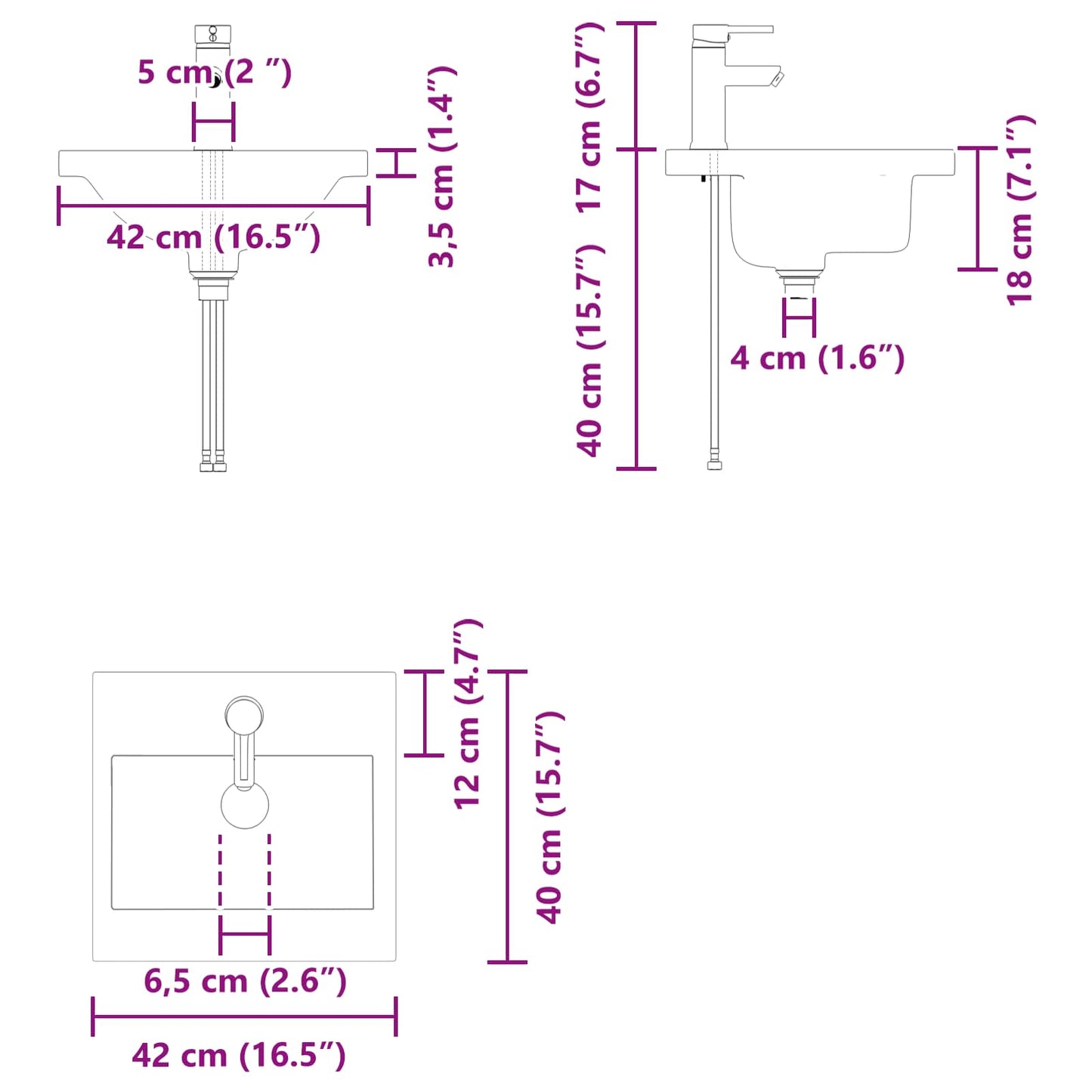 vidaXL Μονάδα μπάνιου με βρύση Γκρι Sonoma 42 x 40 x 74,5 εκ