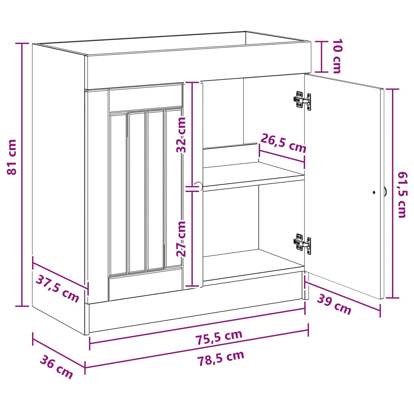 vidaXL Ντουλάπι κάτω από τον νιπτήρα Artisan Δρυς 78,5 x 37,5 x 81 εκ