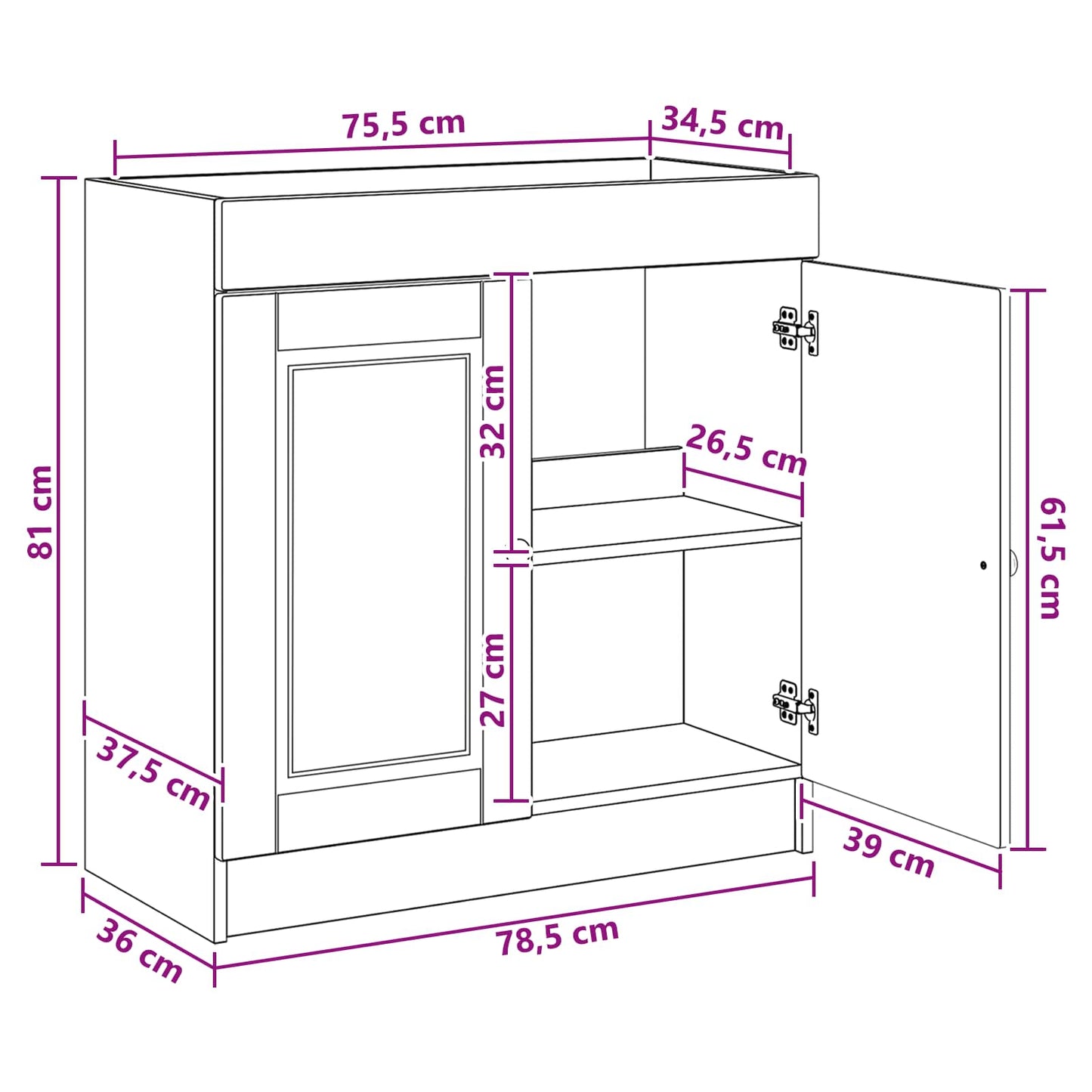 vidaXL Ντουλάπι κάτω από τον νιπτήρα Γκρι Sonoma 78,5 x 37,5 x 81 εκ