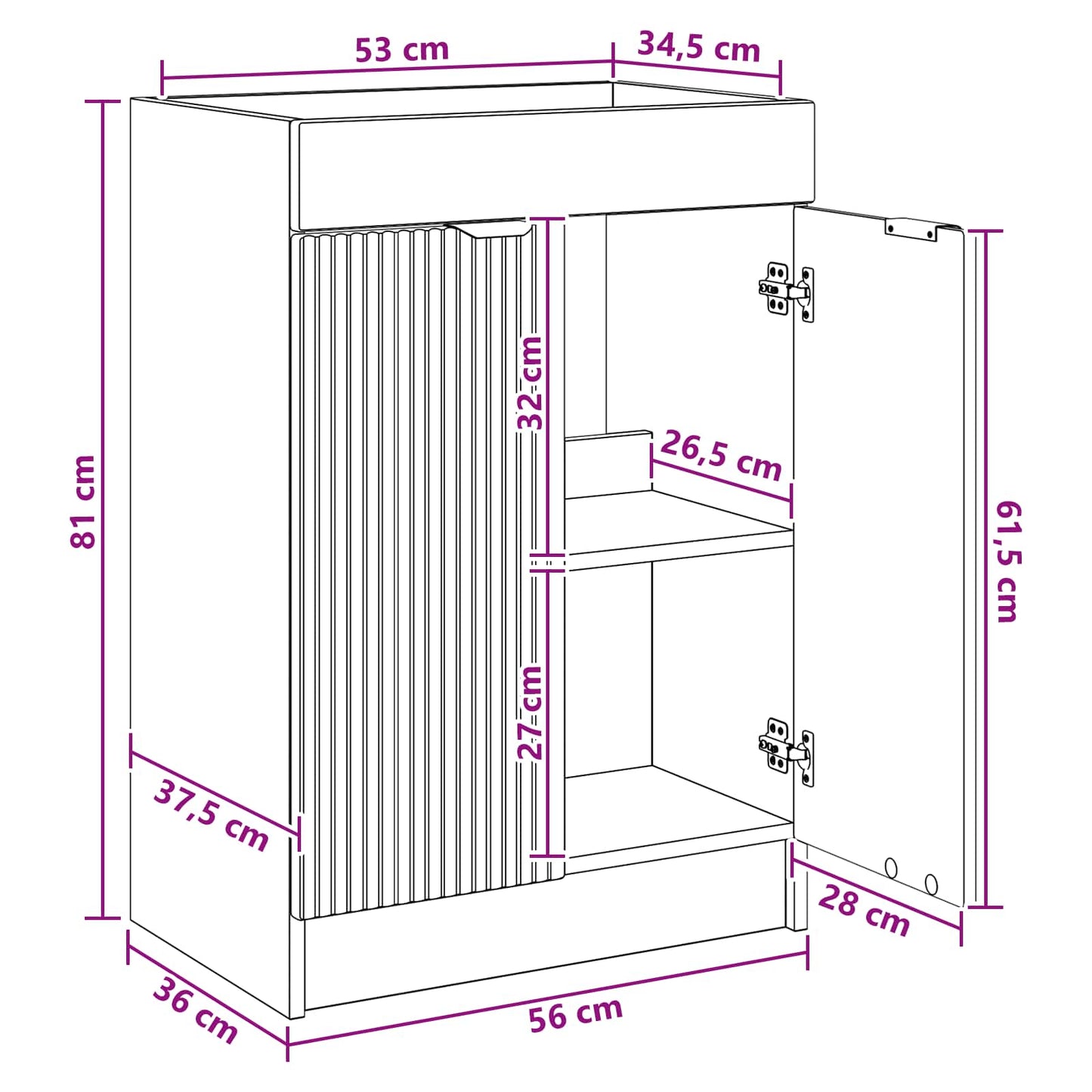 vidaXL Ντουλάπι κάτω από τον νιπτήρα Γκρι Sonoma 56 x 37,5 x 81 εκ