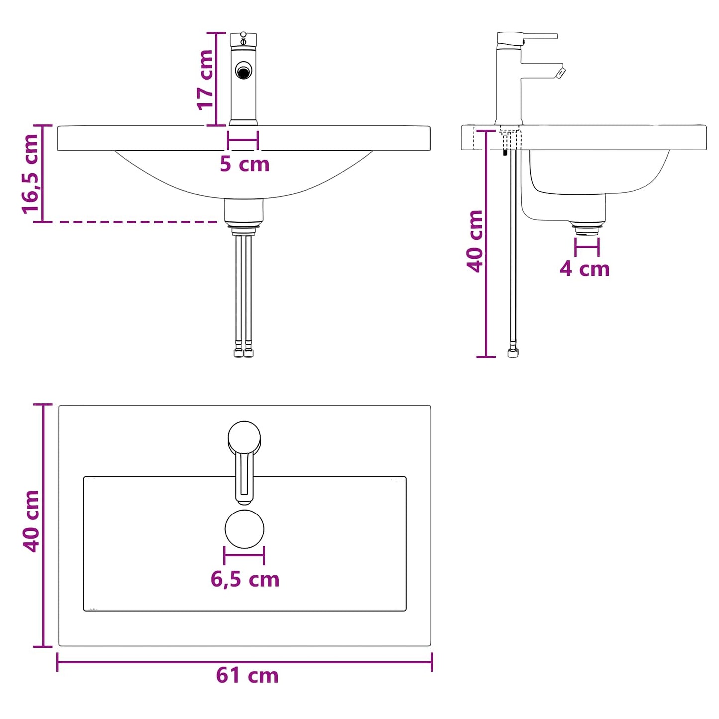 vidaXL Λεκάνη μπάνιου Χρωμέ 61 x 40 x 16,5 εκ. Μέταλλο