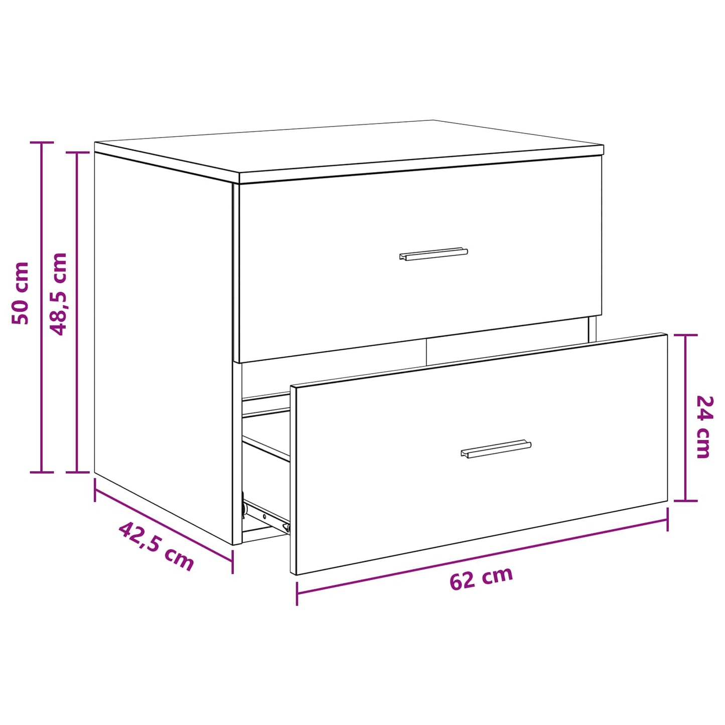 vidaXL Τοίχου Μπάνιου Κάβινες Γκρι Sonoma 62,5 x 44,5 x 50 εκ.