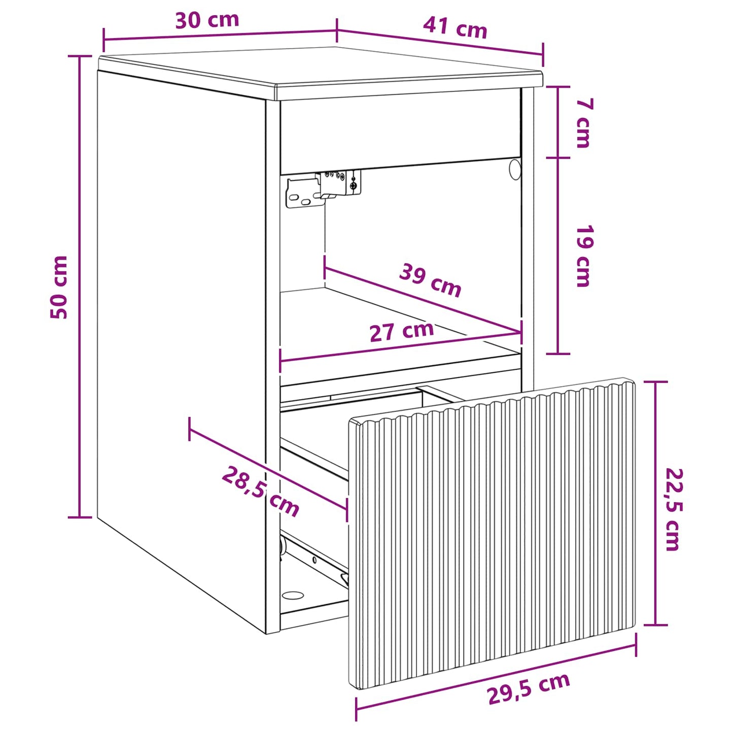 vidaXL Ντουλάπι Μπάνιου Γκρι Σκυροδέματος 30 x 41 x 50 εκ.