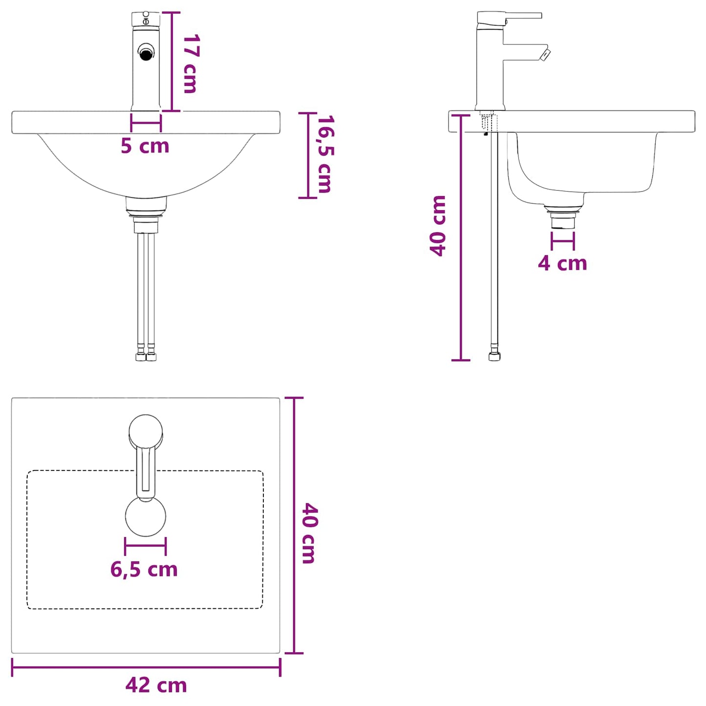 vidaXL Καθρέφτης μπάνιου με νιπτήρα Γκρι Sonoma 42 x 40 x 84,5 εκ