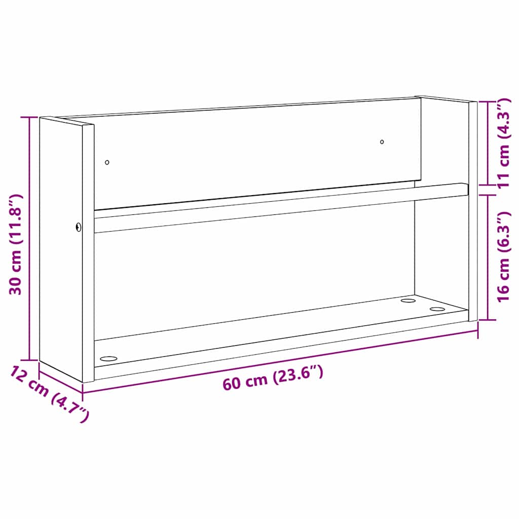 vidaXL Ράφι Περιοδικών Artisan Oak 60 x 12 x 30 εκ Επεξεργασμένο ξύλο