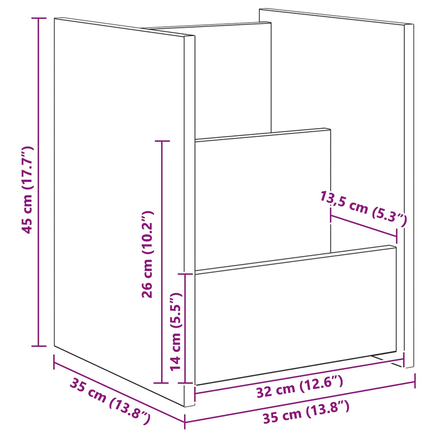 vidaXL Ράφι Περιοδικών Artisan Oak 35 x 35 x 45 εκ Επεξεργασμένο ξύλο