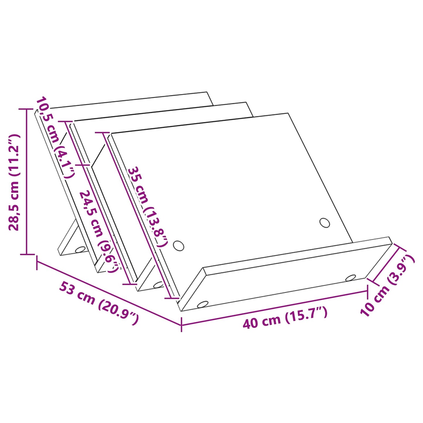 vidaXL Ράφι Περιοδικών Μαύρη Οξυά 53 x 40 x 28.5 εκ Επεξεργασμένο ξύλο