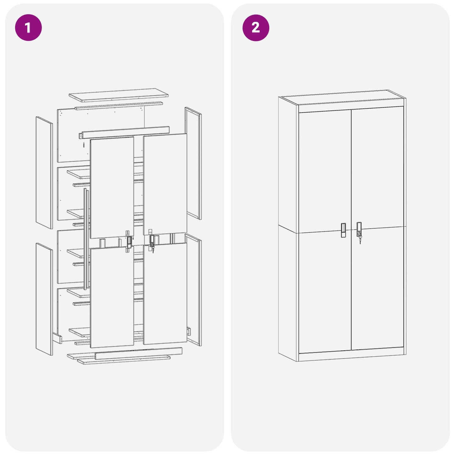 vidaXL Ντουλάπι αποθήκευσης με αποθήκευση 2 pcs Μαύρο 90 x 40 x 200 εκ