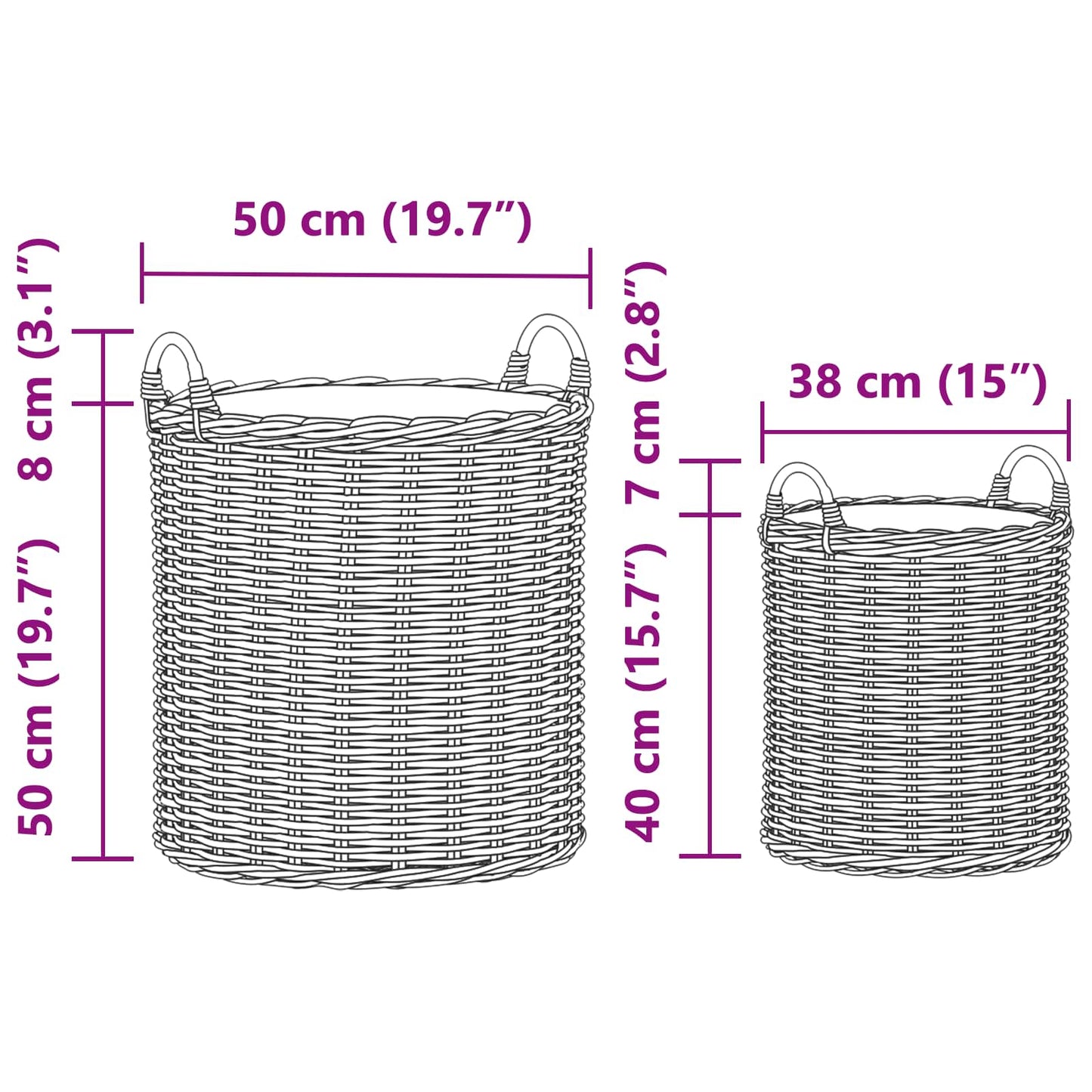 vidaXL Καλάθι Φυτών με αποθήκευση 2 pcs Γκρι Λάκακ Ράττανα