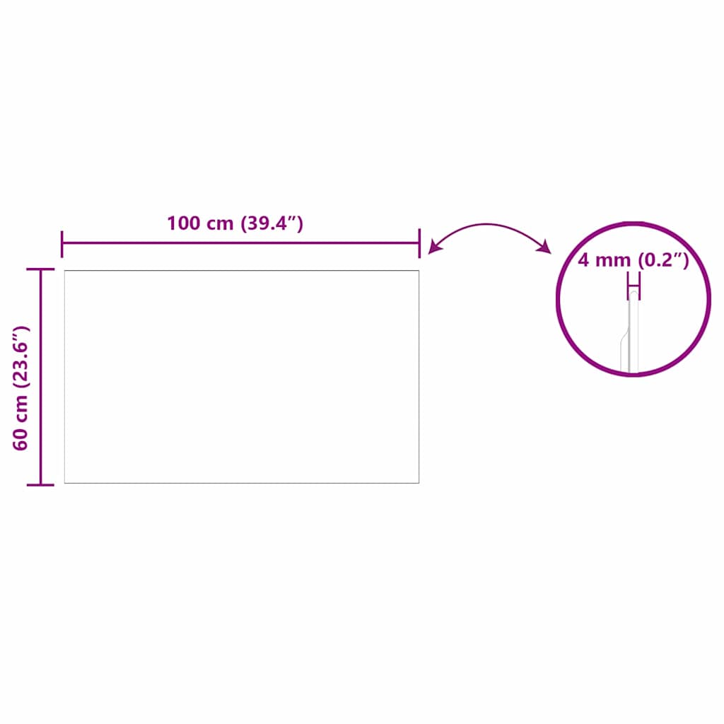 vidaXL Καθρέφτης τοίχου Ορθογώνιος 100 x 60 cm σκληρυμένο γυαλί