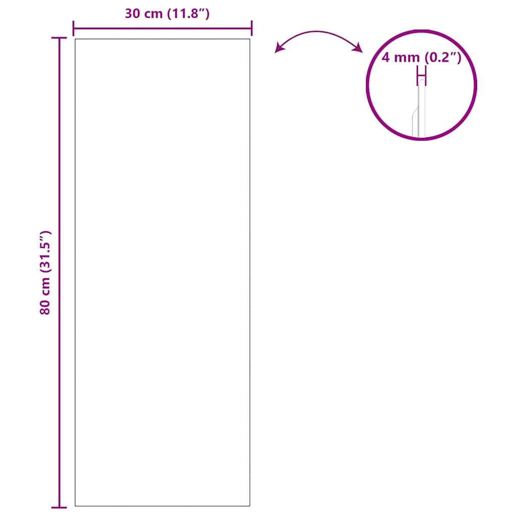 vidaXL Καθρέφτης τοίχου Ορθογώνιος 30 x 80 cm σκληρυμένο γυαλί