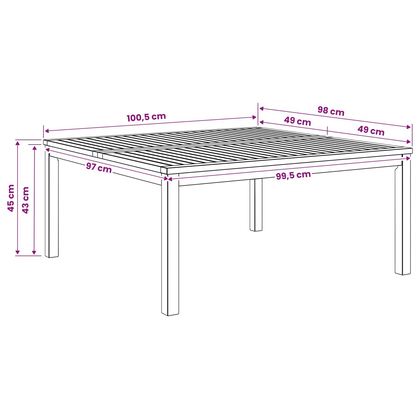 vidaXL Τραπεζάκι σαλονιού Φυσικό 100 x 100,5 x 45 εκ.