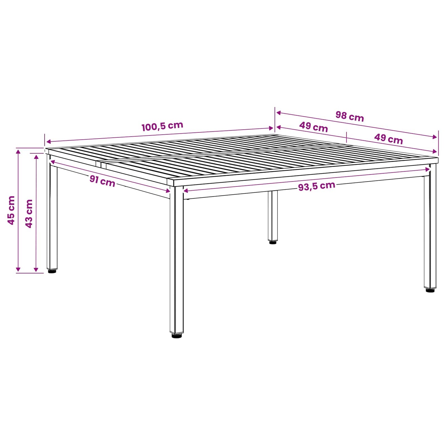 vidaXL Τραπεζάκι σαλονιού Λευκό και Μαύρο 98 x 100,5 x 45 cm