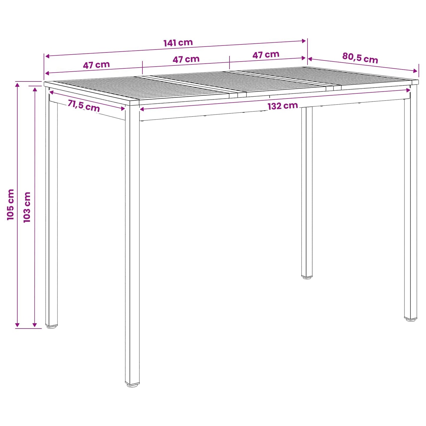 vidaXL Τραπέζι μπαρ κήπου Λευκό 141 x 80,5 x 105 εκ