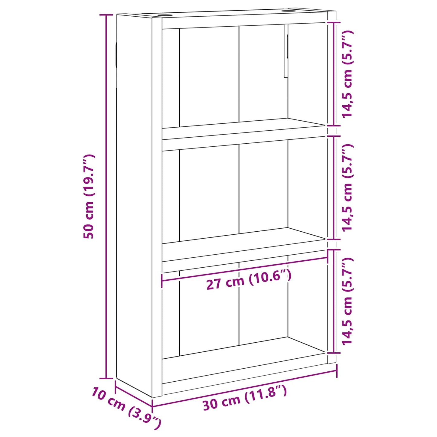 vidaXL Ντουλάπα τοίχου μπάνιου Artisan Δρυς 30 x 10 x 50 εκ
