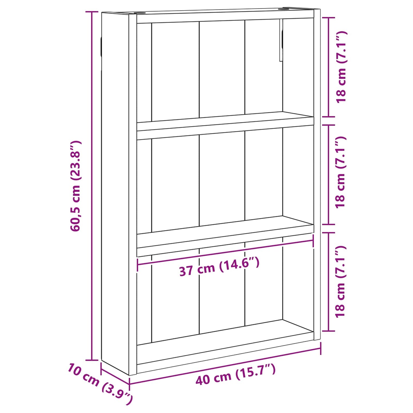 vidaXL Ντουλάπα τοίχου μπάνιου Artisan Δρυς 40 x 10 x 60,5 εκ
