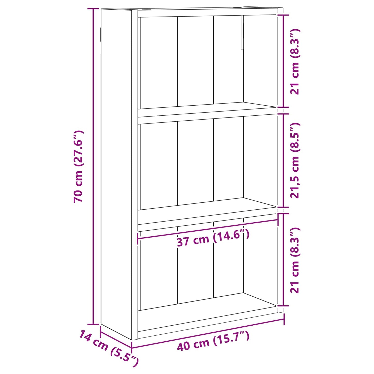 vidaXL Ντουλάπα τοίχου μπάνιου Λευκός 40 x 14 x 70 εκ