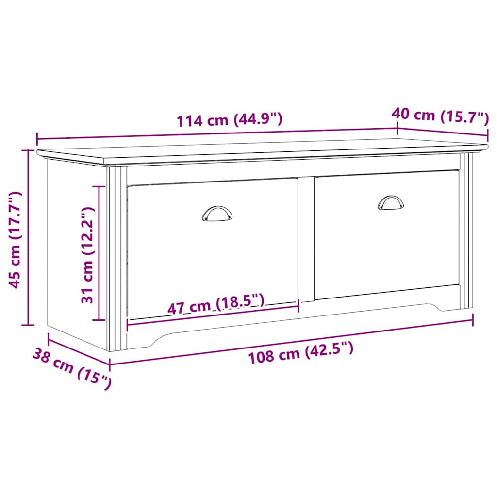 vidaXL Πάγκος Χωλ BODO Μέλι Καφέ 118 x 40 x 50 εκ Επεξεργασμένο Ξύλο