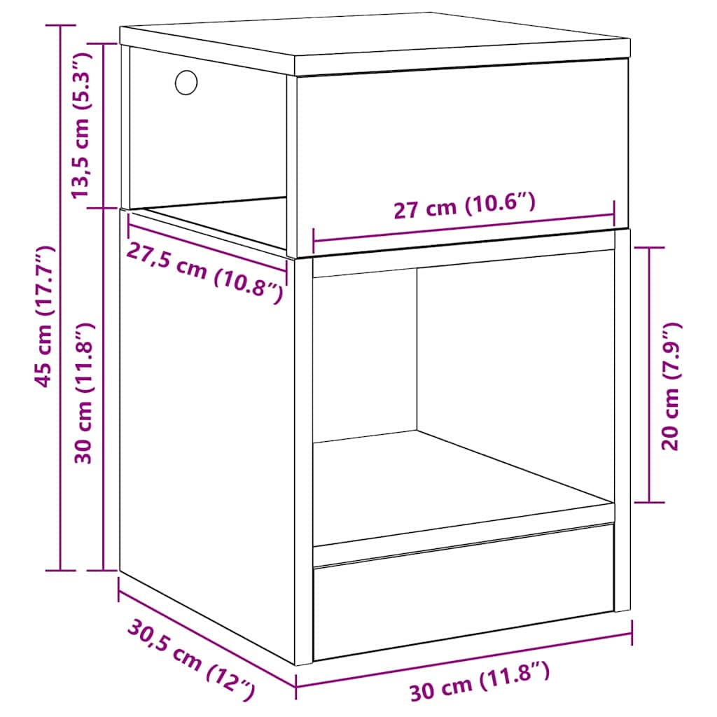 vidaXL End Table Σκυρόδεμα Γκρι 30,5 x 30 x 45 εκ Επεξεργασμένο Ξύλο