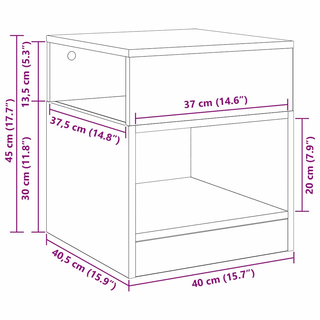 vidaXL End Table Γκρι Sonoma 40,5 x 40 x 45 εκ Επεξεργασμένο Ξύλο
