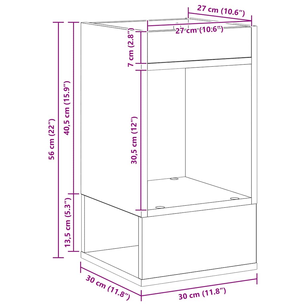 vidaXL End Table Artisan Oak 30 x 30 x 56 εκ. Επεξεργασμένο Ξύλο