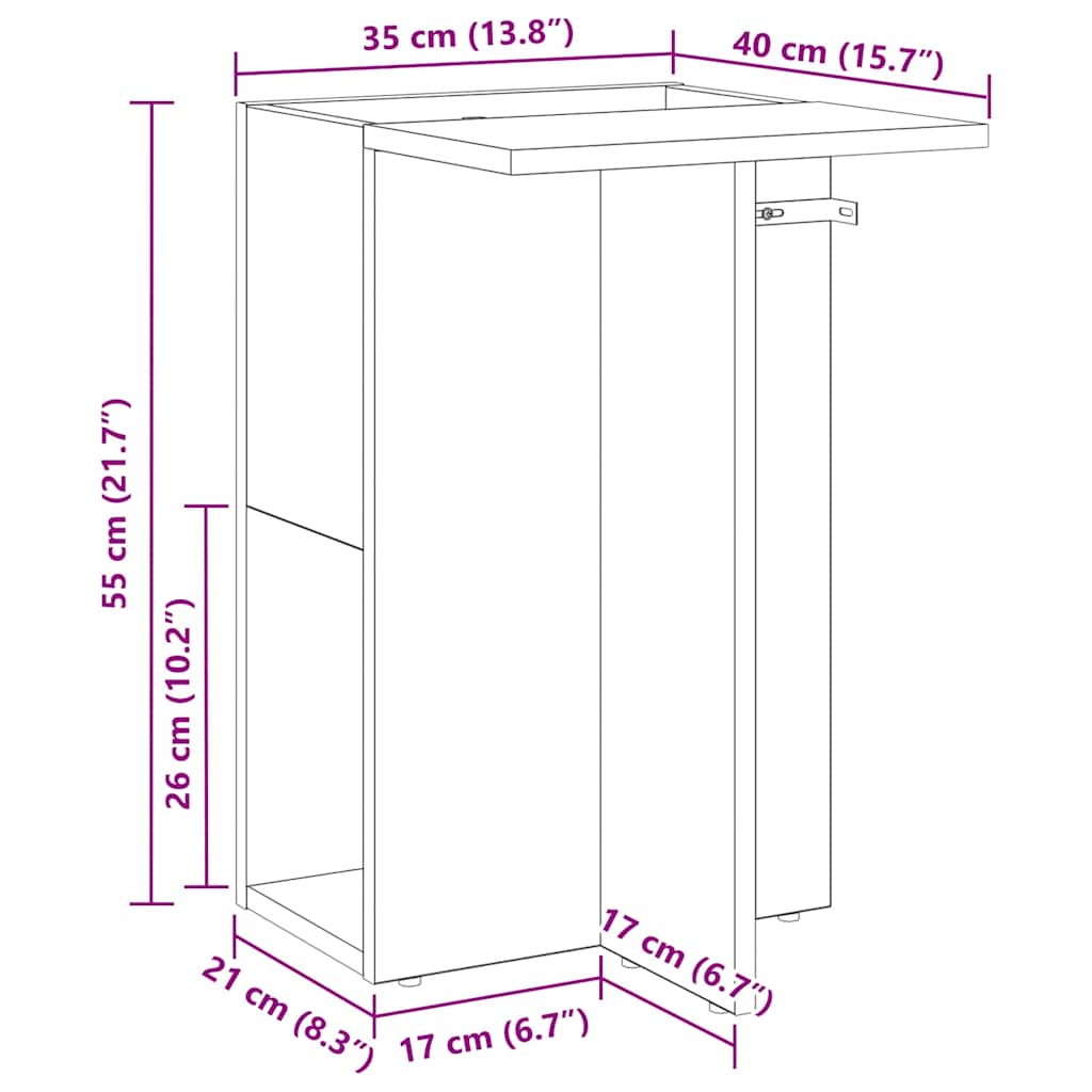 vidaXL End Table Artisan Oak 35 x 40 x 55 εκ. Επεξεργασμένο ξύλο