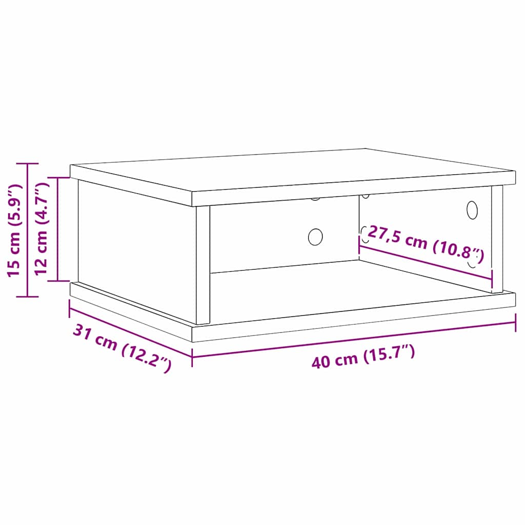 vidaXL Κομοδίνο Παλιό ξύλο 40 x 31 x 15 εκ Επεξεργασμένο Ξύλο