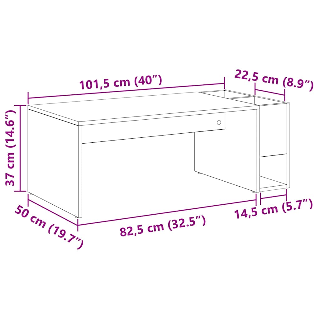 vidaXL Τραπεζάκι σαλονιού Παλιό ξύλο 101,5 x 50 x 37 εκ.