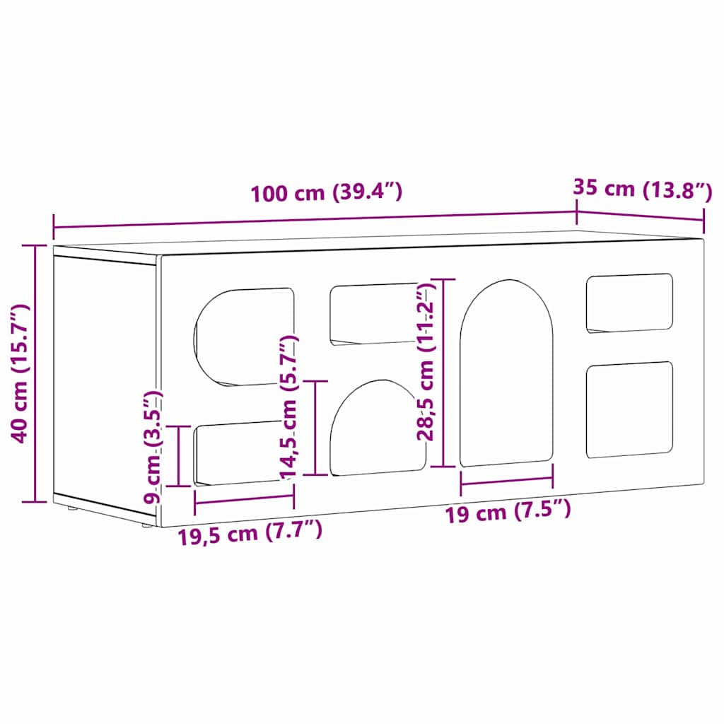 vidaXL Ντουλάπι TV Artisan Oak 100 x 35 x 40 εκ Επεξεργασμένο ξύλο